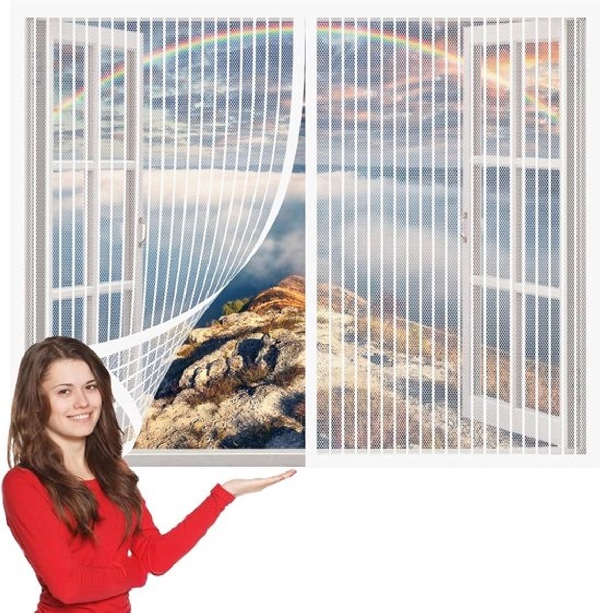 Magnetisch Horgaas - Insectenhor Raam - Ongedierte Buiten - Zonder Boren - 174x188 cm - Wit