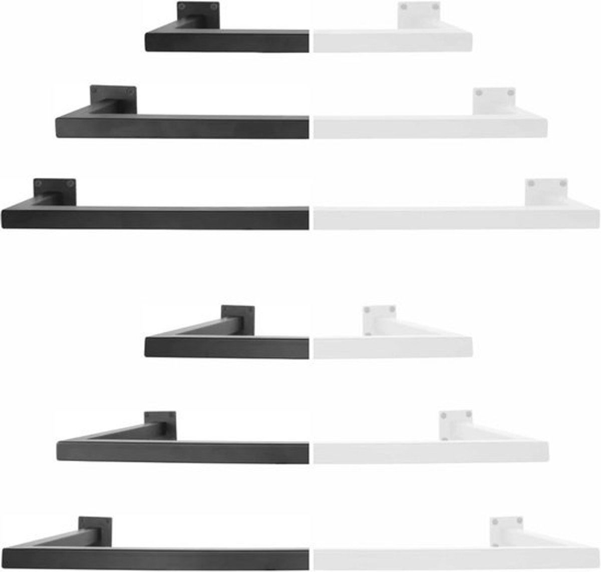 Wand kledingstang RECHTECK Uvormig - Wit - 60cm x 12cm - Geëpoedercoat met bevestigingsmaterialen