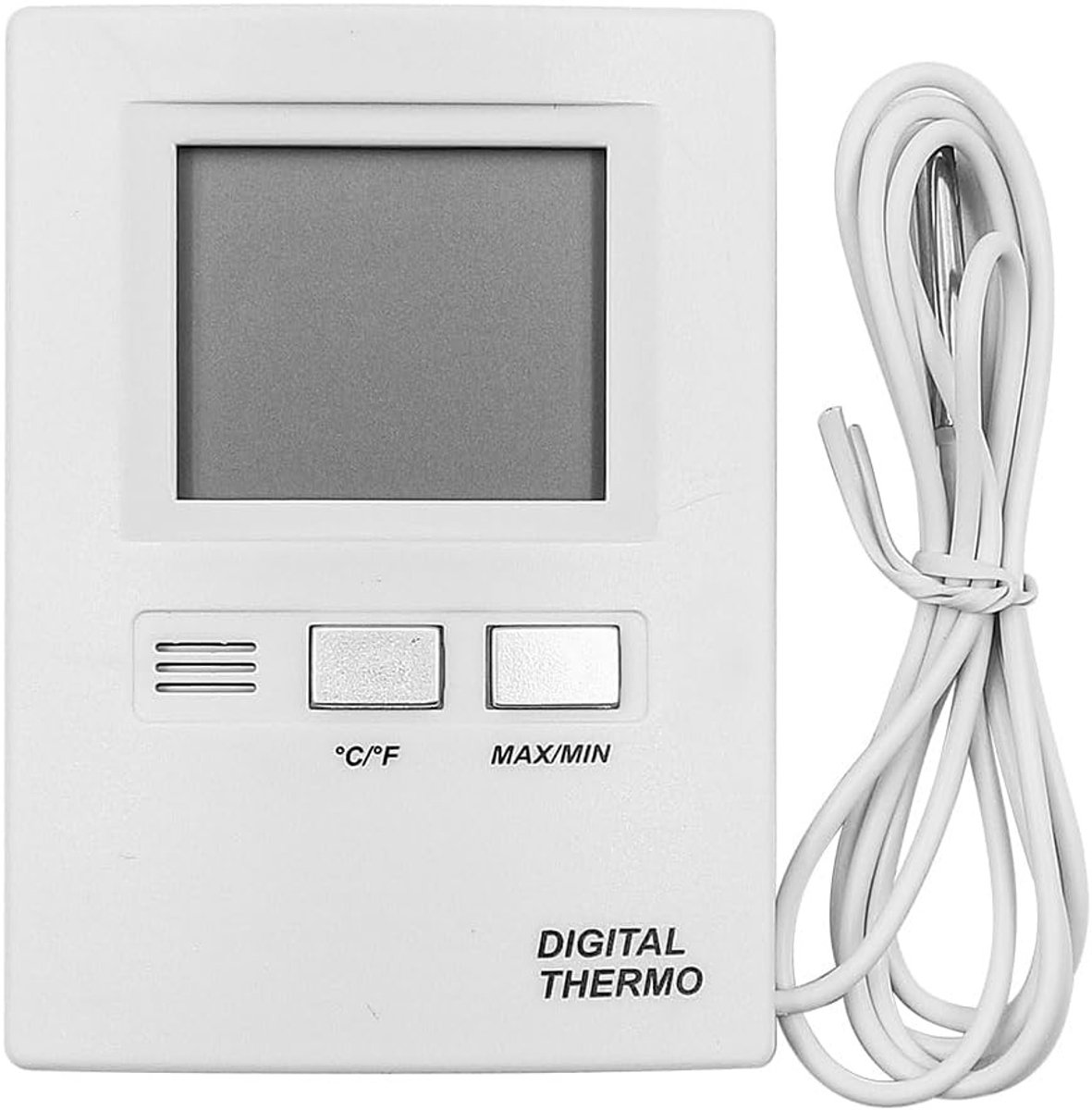 Wandgemonteerd Digitaal Display - Wit - 86 x 62 x 19,2 mm - Waterdichte Thermometer met Kabelsensor - Voor Binnen en Buiten
