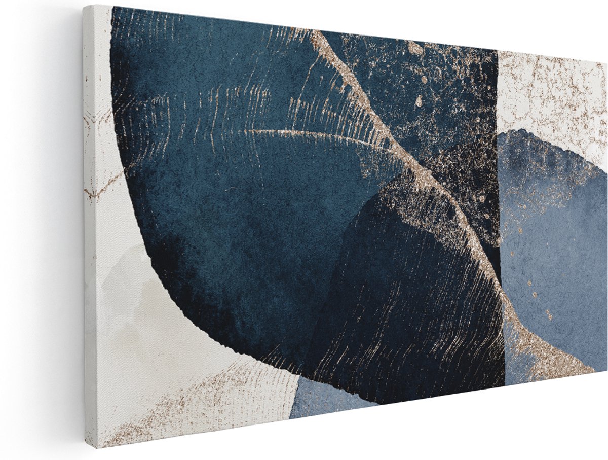 Artaza Canvas Schilderij Abstracte Kunst - Marmer met Gloed - 140x70 cm - Groot - Wanddecoratie Woonkamer - Schilderijen - Muurdecoratie