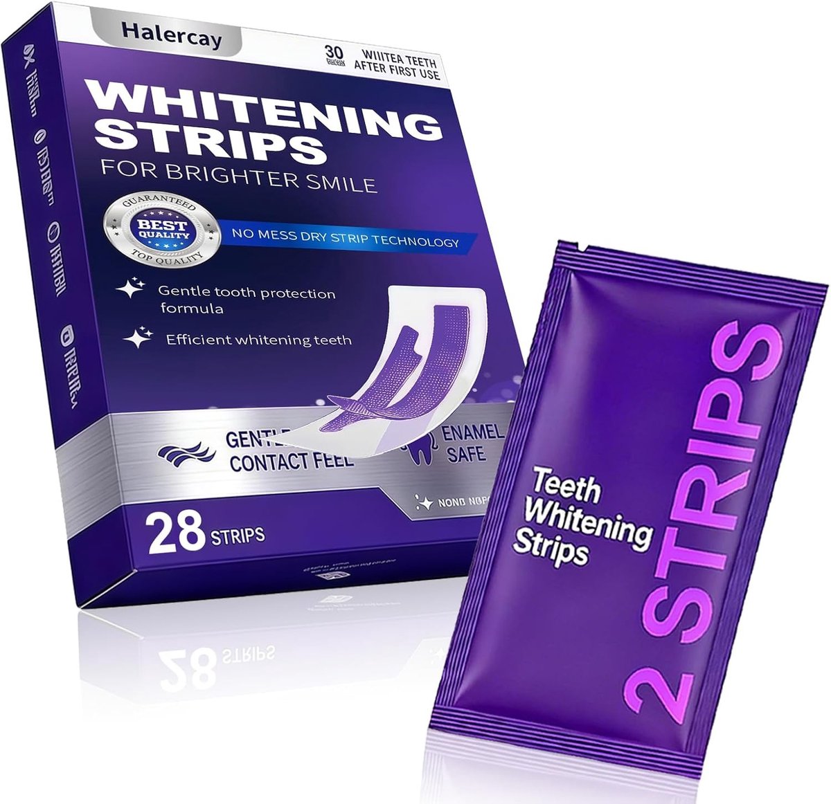 Effectieve paarse tandbleekstrips - 14 stuks voor snel tanden bleken, vlekken verwijderen en een stralende lach