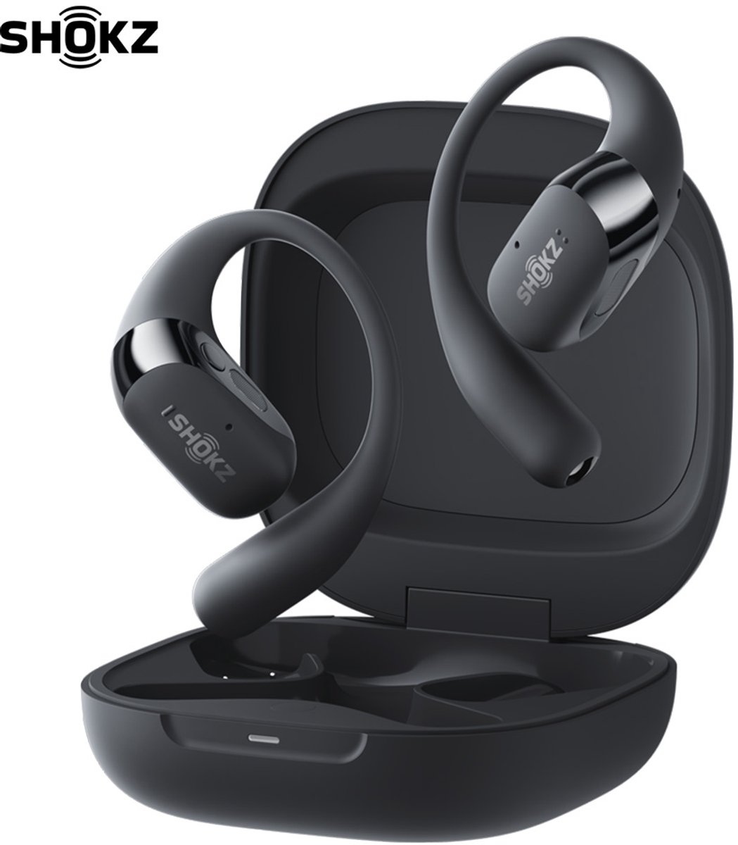 Shokz OpenFit 2+ Open-ear Sporthoofdtelefoon - Draadloze Bluetooth - Oordopjes - NFC - Zwart