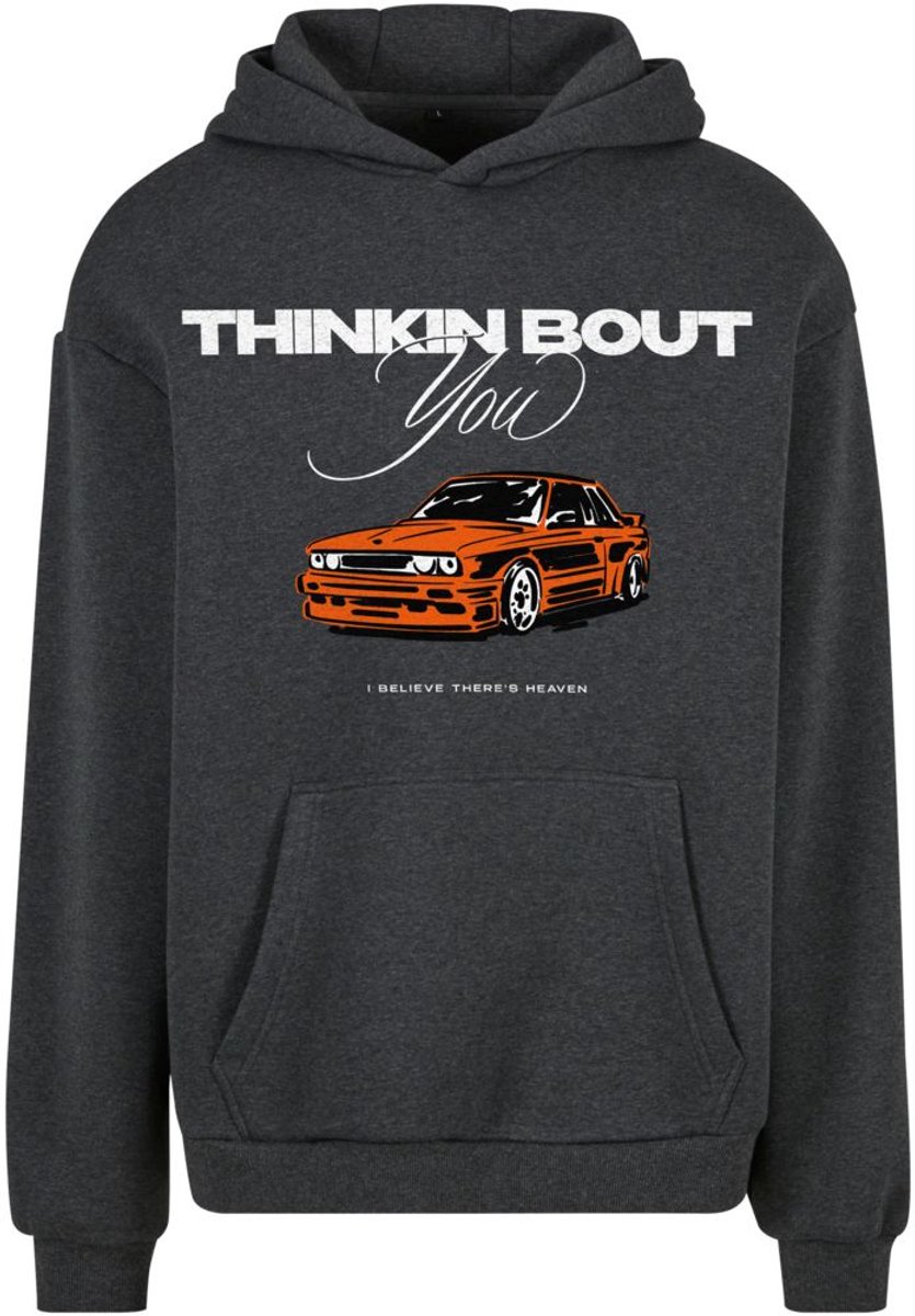 Mister Tee Thinking Bout You Car Print Fluffy Hoodie/trui M Grijs
