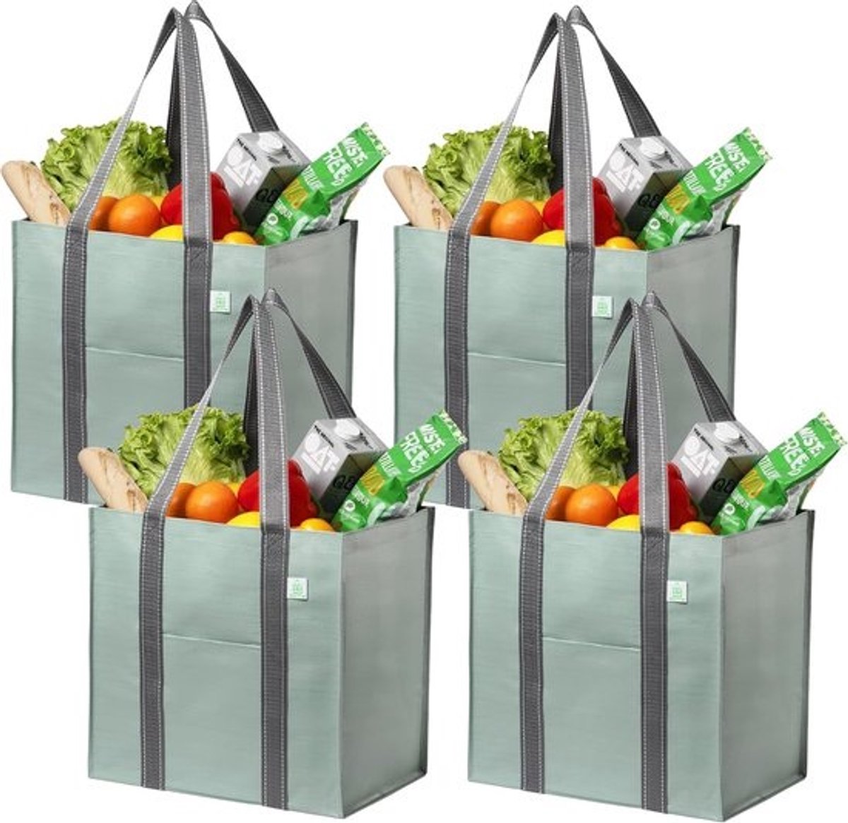 Herbruikbare Boodschappentassen - Winkelwagen Tassen - Duurzaam Boodschappen Doen - Stabiele Bodem Rechtop - 37 x 25 x 35 cm