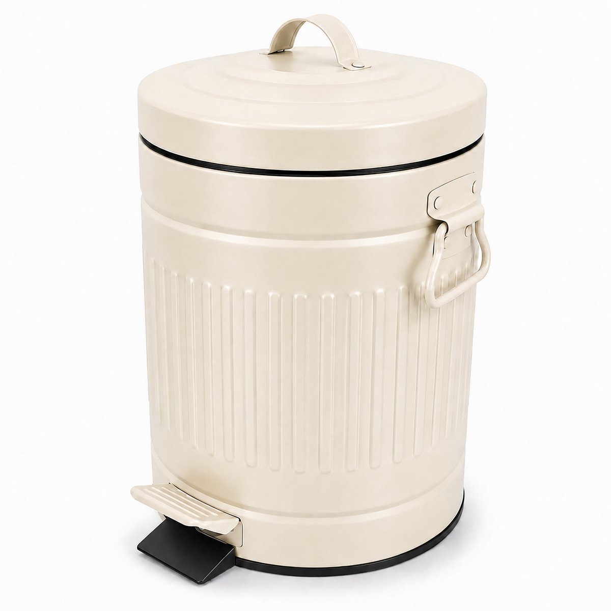 Badkamer prullenbak - 5 l - metaal - beige