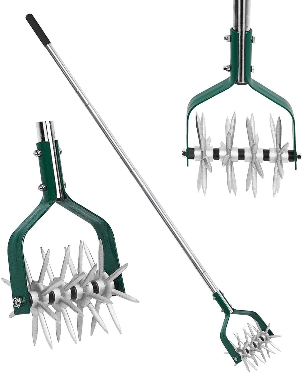 Handfrees Cultivator - Bodemwoeler Tuin - Bodem Bewerken - Verstelbaar Handvat - 145 cm Lengte - Zilver