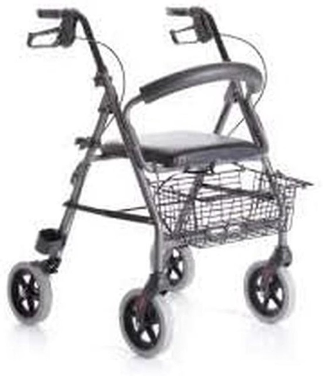 Opvouwbare Rollator met 4 Wielen, Zitting en Boodschappenmand