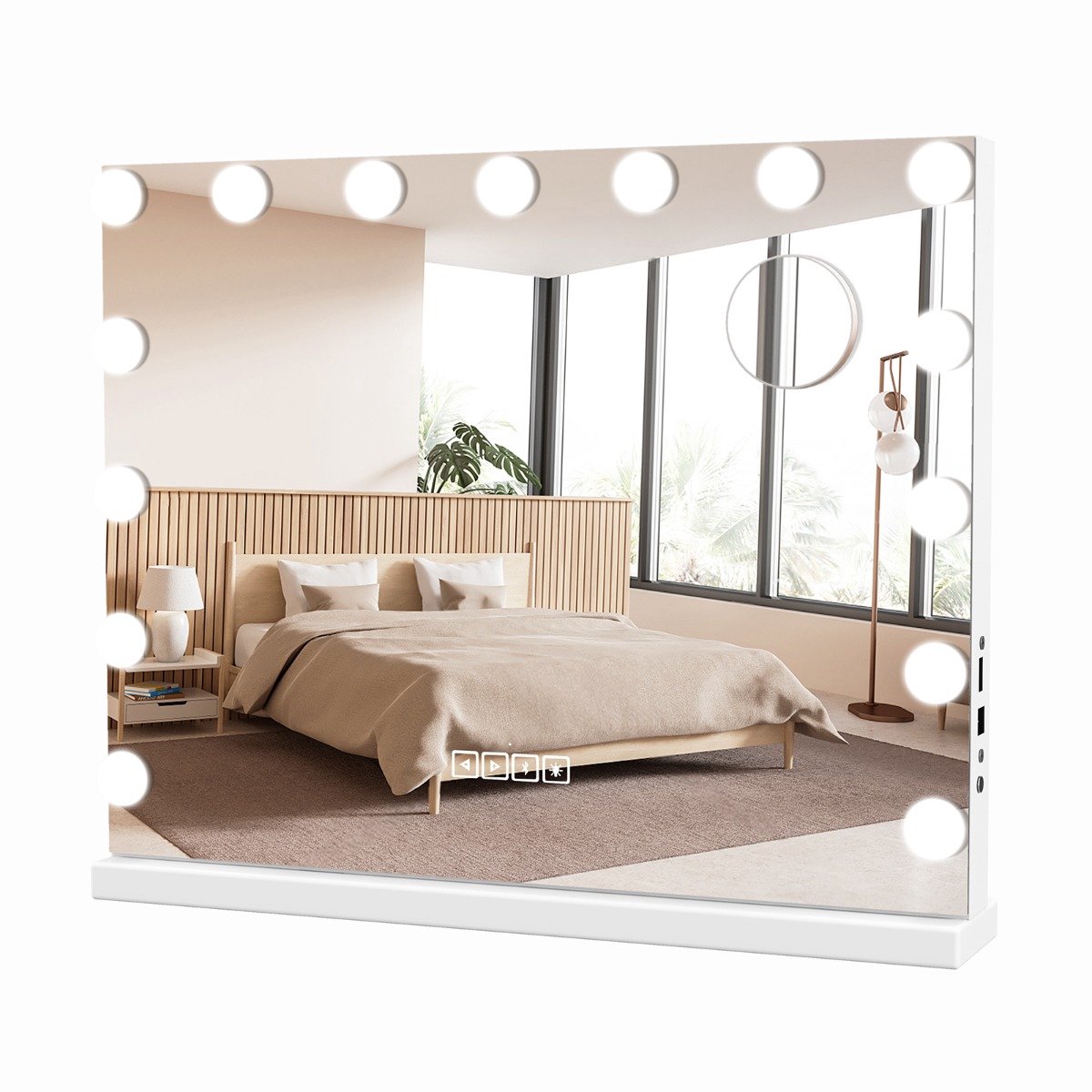 SureDeal® - Make-up spiegel - Make - LED Kleuren Dimbare - 58x48x10 cm - Wit