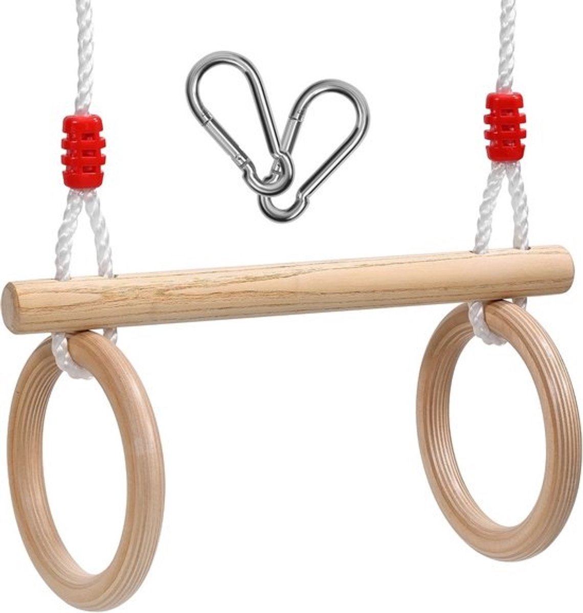 Houten Trapeziumschommel met Ringen voor Kinderen - Multifunctioneel Speeltoestel