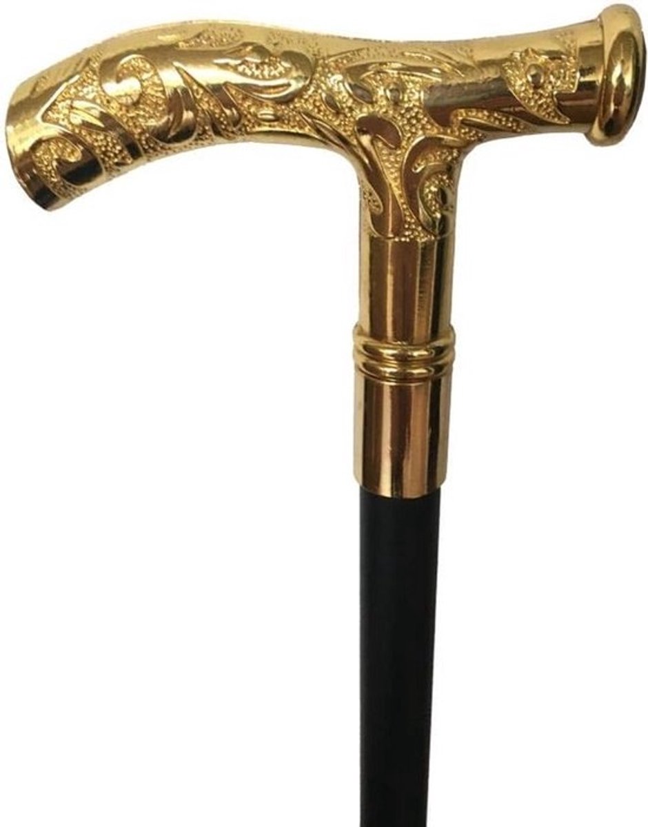 Elegante wandelstok met gebogen handvat en skull design