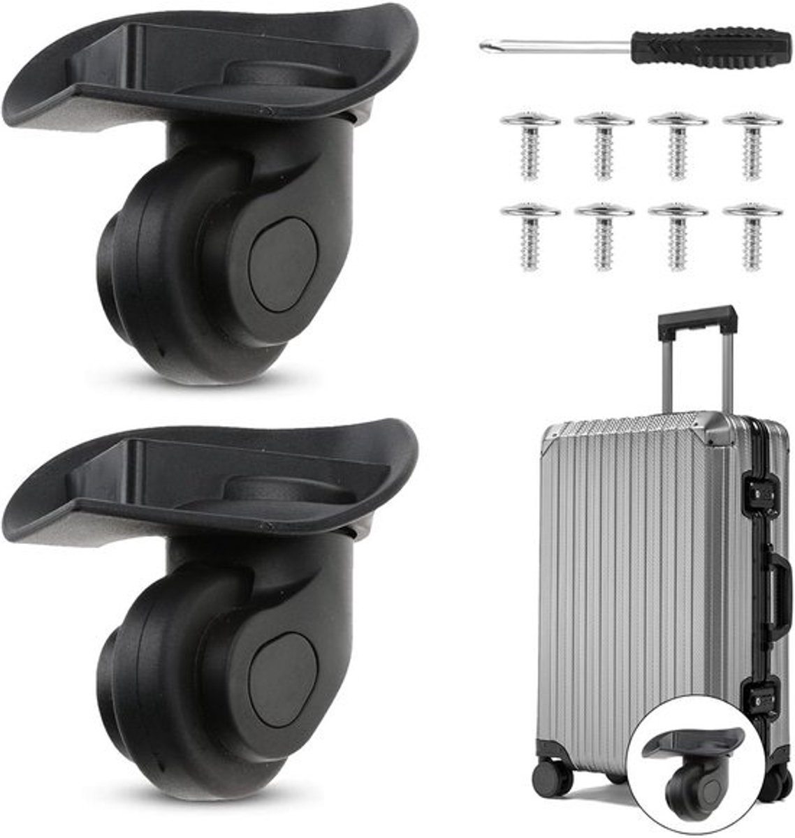 Reservewielen voor Koffer Reparatie Set - 2 Stuks