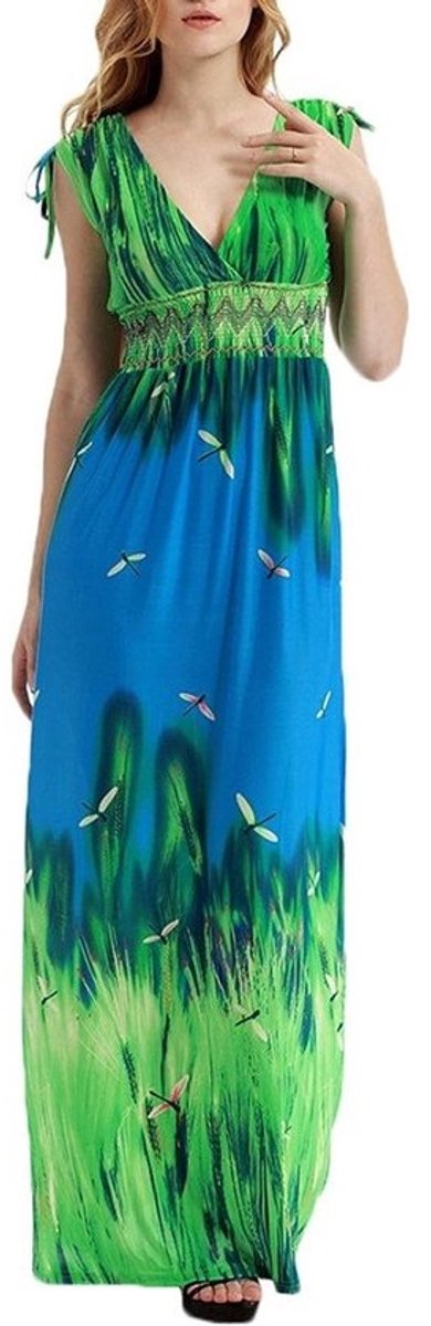 Maxi Zomerjurk V-hals Dames - Mouwloos Strandjurk Boho Chic