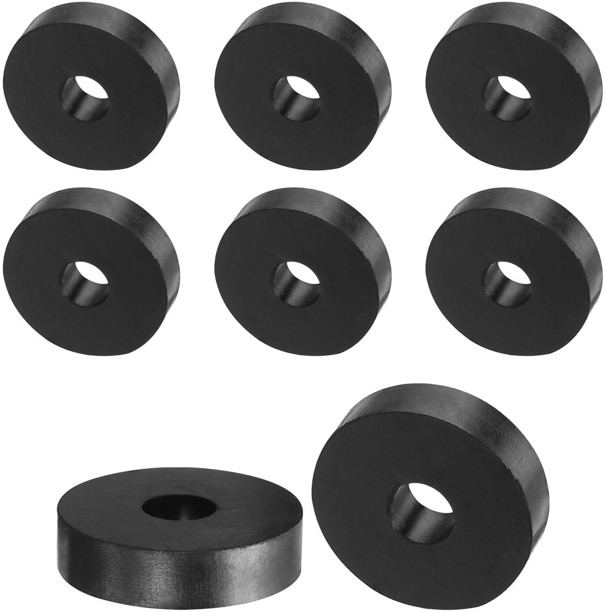 8 Stuks Rubberen Afstandhouders - Rond - 40 mm Buitendiameter 12 mm Binnendiameter 10 mm Dikte - Voor Huis en Auto - Zwart