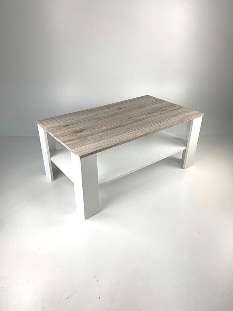 Salontafel - Woonkamertafel - Ontspannen wonen - Modern design - 100x57x43.5cm - Zandeiken wit