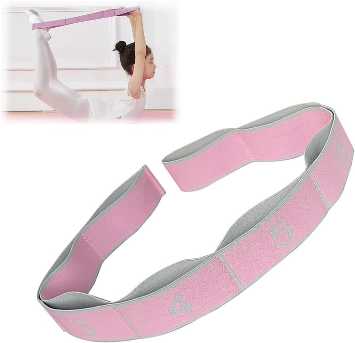 Yoga stretchband met 8 lussen en hoge elasticiteit voor effectieve rek- en strekoefeningen, ideaal voor fitness, gymnastiek en krachttraining