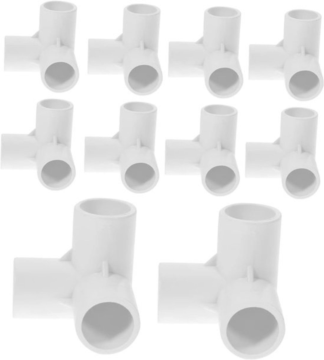 3-weg T-stukken - PVC koppelingen - Meubels bouwen - Zuur en drukbestendig - 4.8cm - Wit