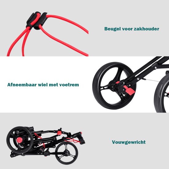 SureDeal® - Golf - Wiel Golftrolley Opvouwbare - Trekwagen Zwart - 68,5x131x105,5 cm - Zwart van suredeal — afbeelding 2