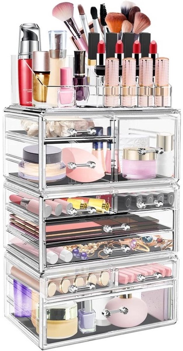 Grote Acryl Make-up Opberger met Laden - Sieraden en Huidverzorging Display