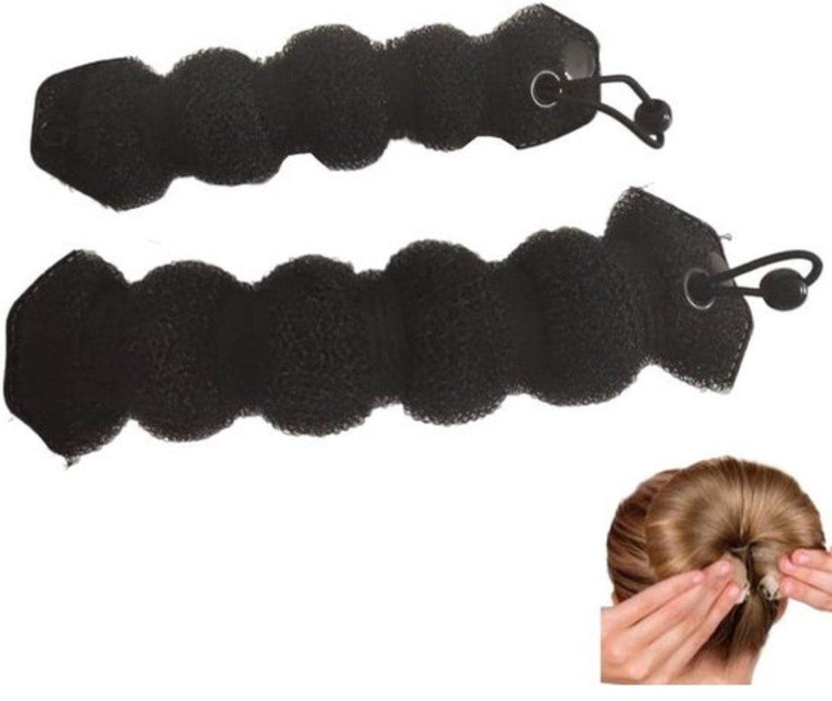 Haarspiraal Zwarte Spons voor Perfecte Duttjes - 2 Stuks (Groot en Klein)