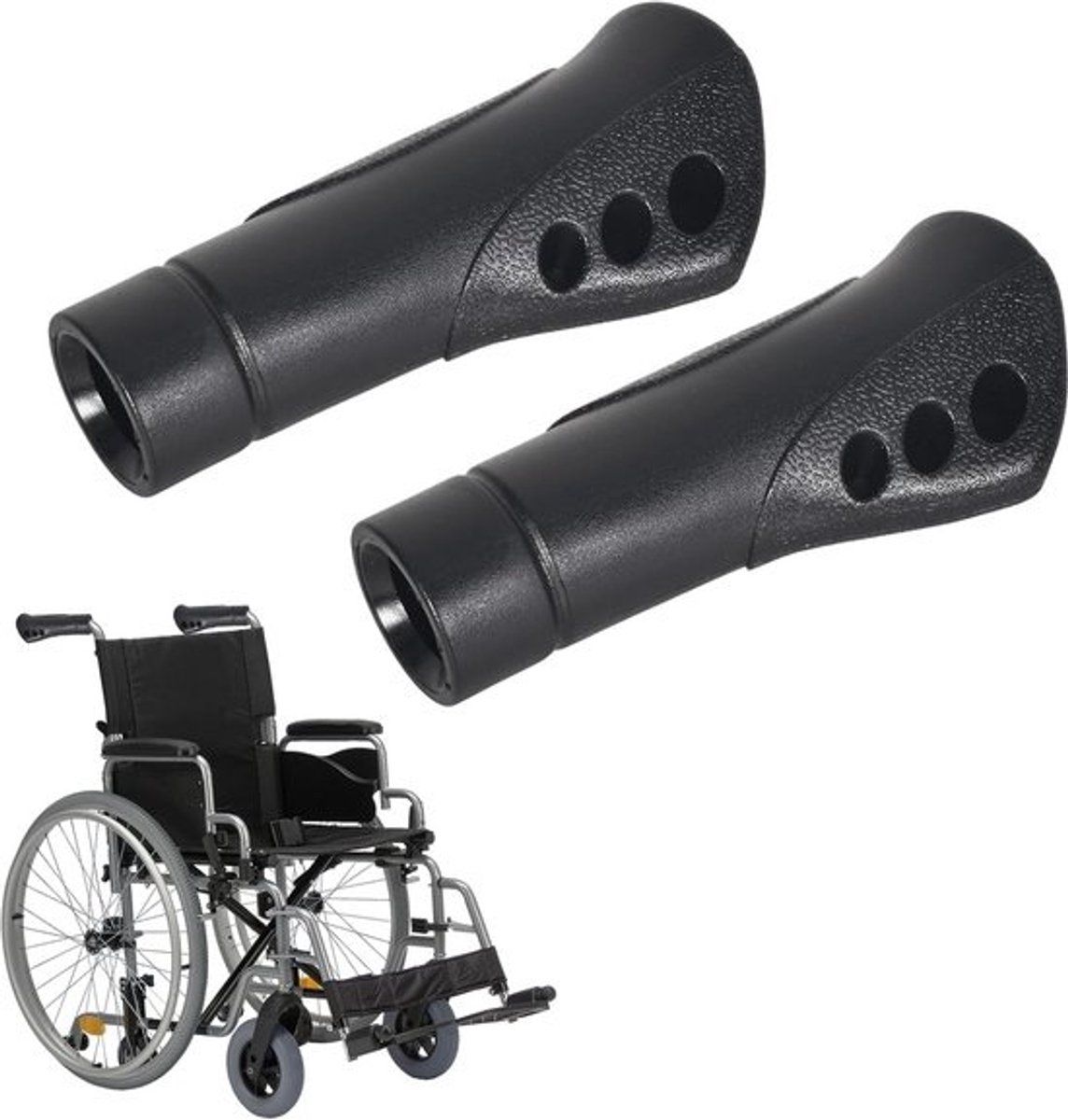 2x Ergonomische Rollator Handvatten Zwart voor 22mm Buisdiameter, Antislip Grip