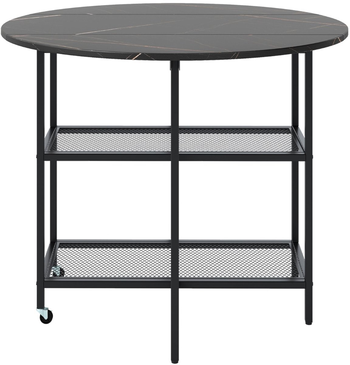 SureDeal® - Eettafel - Opvouwbaar - Marmerlook Inklapbare Tafel - Wielen - Personen Keukentafel Zwart - 100x100x80 cm - Donkerbruin