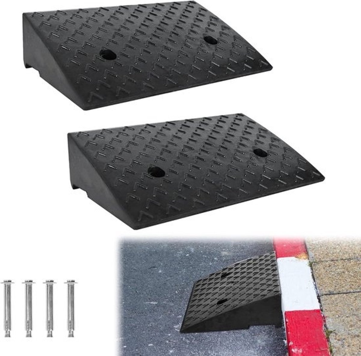 Set van 2 Rubberen Stoeprandhellingen (11 cm Hoog) voor Voertuigen en Hulpmiddelen