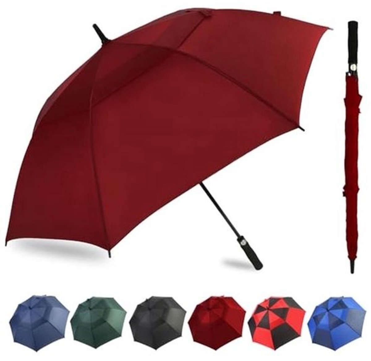 Automatische open golfparaplu - Extra grote oversized en geventileerde winddichte paraplu voor mannen en vrouwen