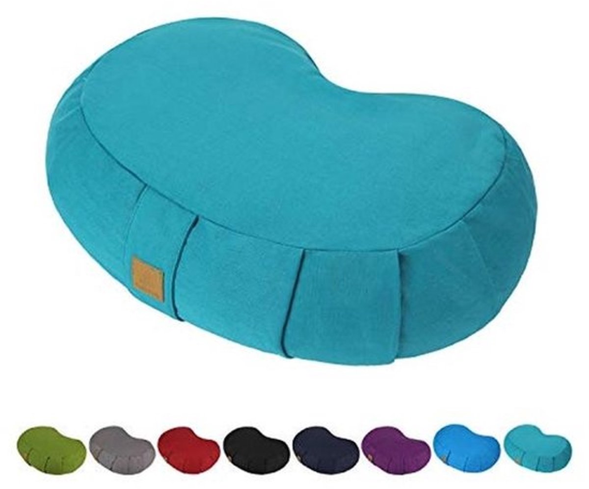 Meditatiekussen Halve Maan - Ergonomisch Zafu Yoga Bolster 44 x 28 x 14 cm - Biologisch Katoen - Natuurlijke Boekweitvulling