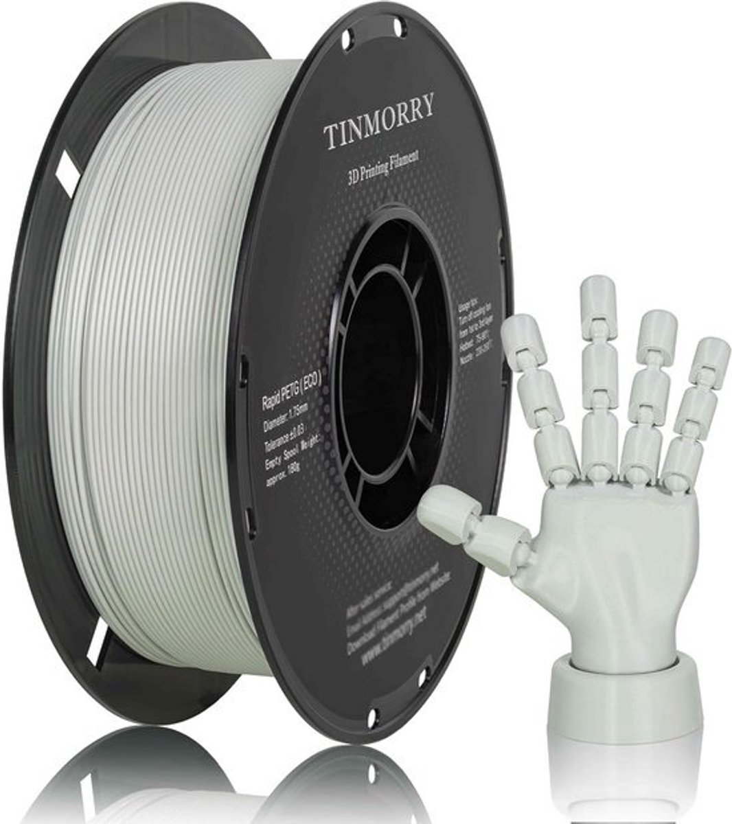 PETG Filament 1.75 mm Lichtgrijs 1kg voor 3D Printer - Snel en Eco Keuze