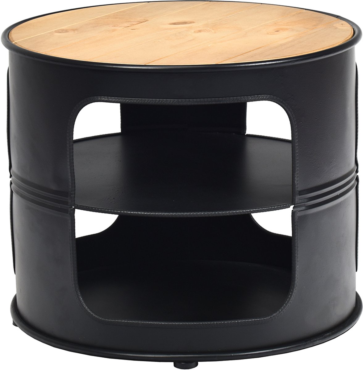 SureDeal® - Bijzettafel - Industriële Hout - Metaal Niveaus Koffietafel - 50x50x41,5 cm - Naturel