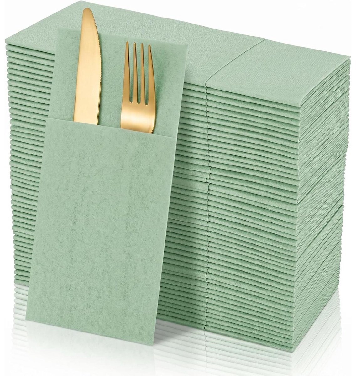 SSTRWGOOD Saliegroene servetten - 50 stuks - 40,6 x 40,6 cm - Stofachtige eucalyptusgroene servetten - Geschikt voor verjaardagen, bruiloften, tafeldecoratie, babyborrels