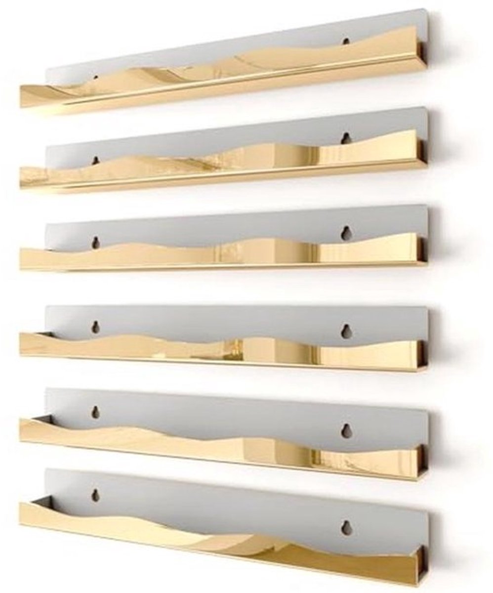 Wandgemonteerde nagellak organizer - 15 inch gouden spiegelafwerking, multifunctionele make-up plank voor kleine ruimtes
