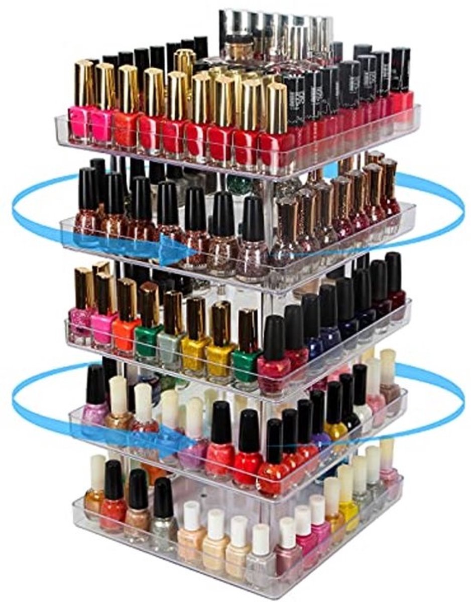 5-Tier Acryl Roterend Nagellak Display Rek - Organizer voor Make-up en Cosmetica