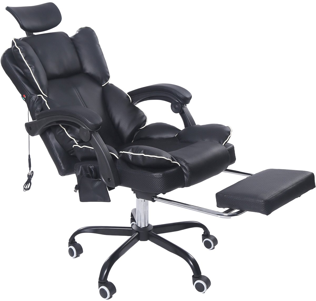 Bureaustoel Ergonomische Gaming-Stoel – Met Ventilator, Luchtkoeler & Koeling, Geventileerde Zitting, Ligfunctie, Massage, Verstelbare Directiestoel, Zwart