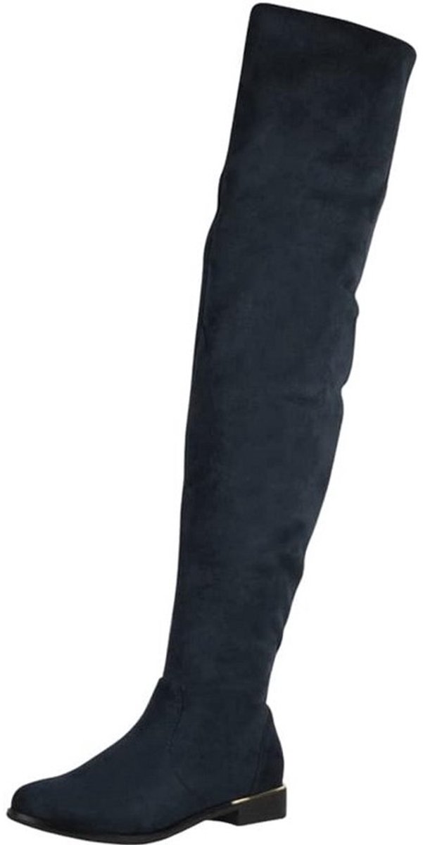 Dames Overknee Laarzen Suède Look Blokhak Trendy