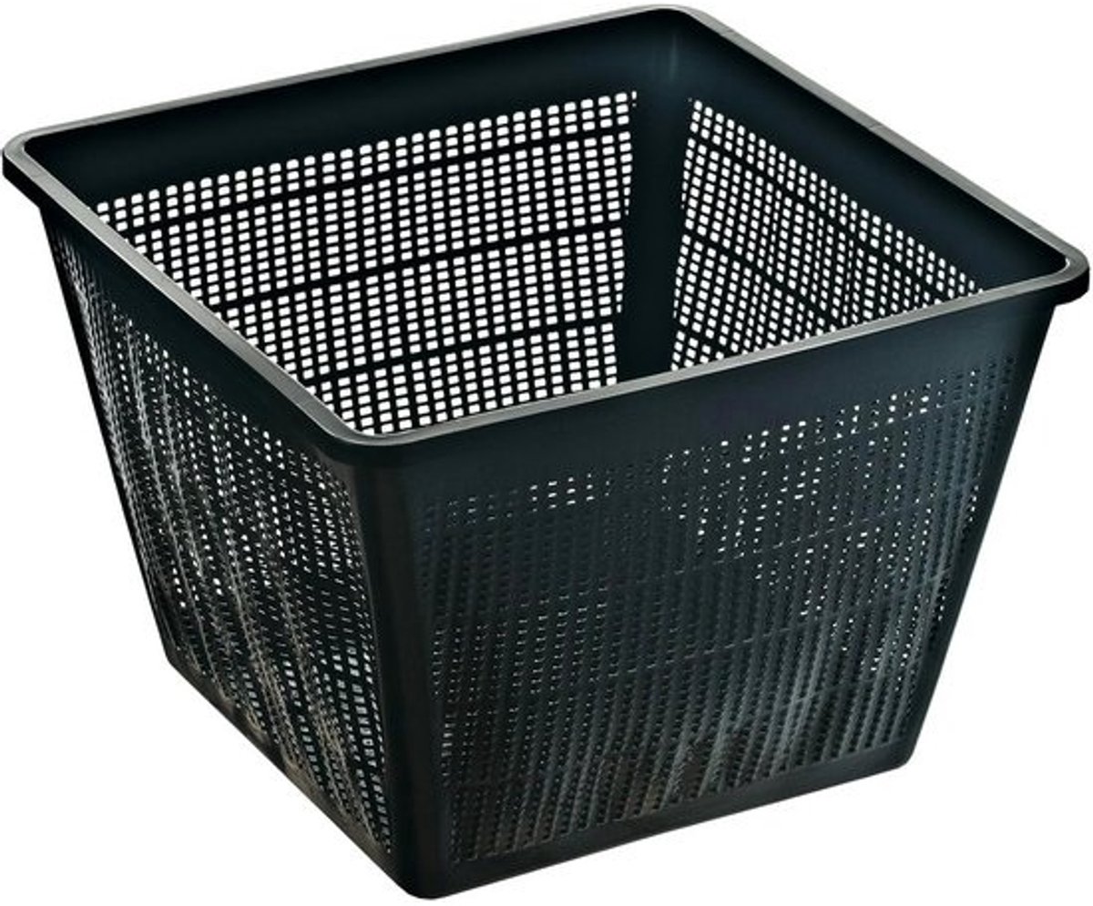 Vijver plantmand - Plantenbak vierkant - Planten verzorgen - Niet-rottend kunststof - 28x28x18 cm - Zwart