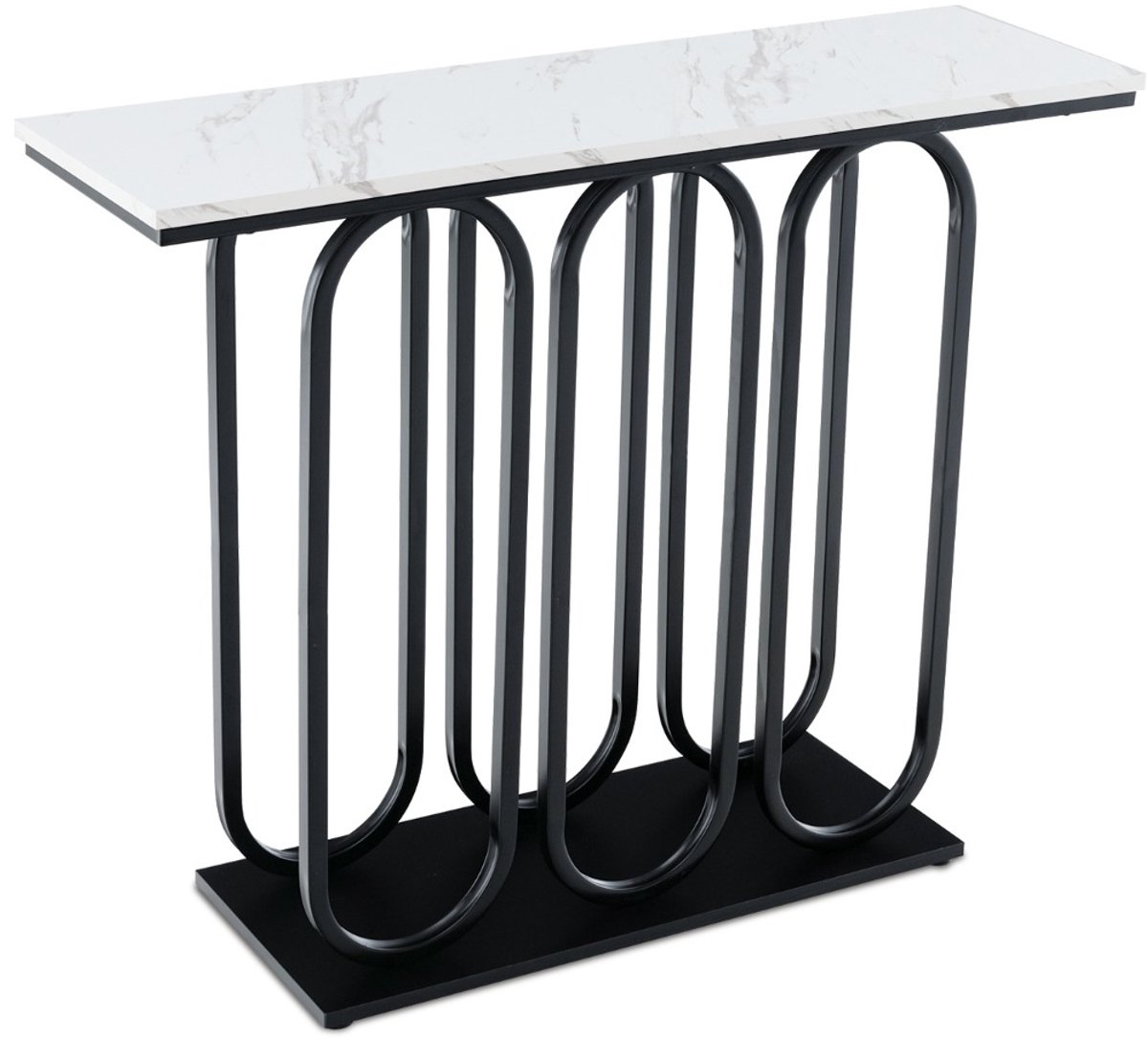 SureDeal® - Consoletafel - Inkomtafel Imitatiemarmer Verstelbare - Zwart - 100x30x80 cm