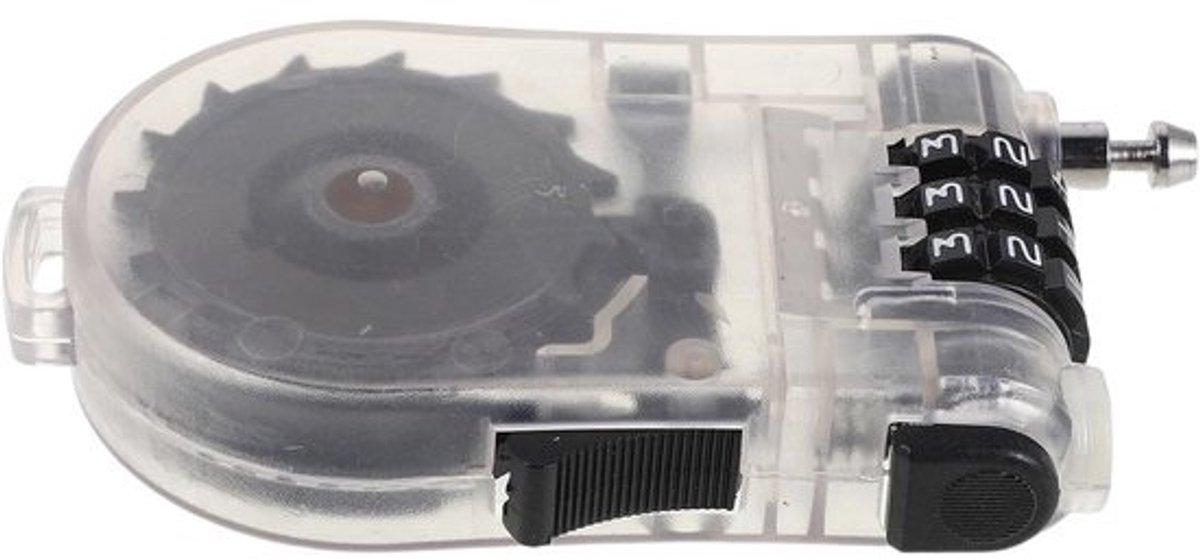 Cijferig Kabelslot - Intrekbaar Staal - Diefstal Beveiliging - Lichtgewicht Compact - 10.5 x 5 x 2 cm - Transparant