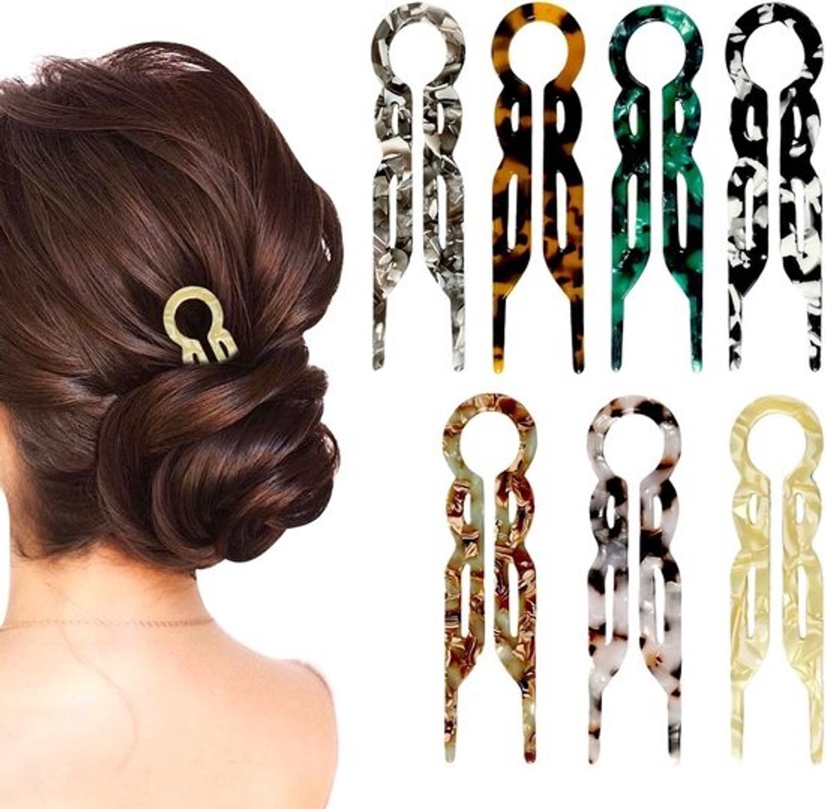 SnelShoppen - Set van 7 Franse Haarspelden, Chromatische U-vormige Bobby Pins en Haarclips voor Vrouwen, Bruidsaccessoires voor Haar, Stylingtools voo