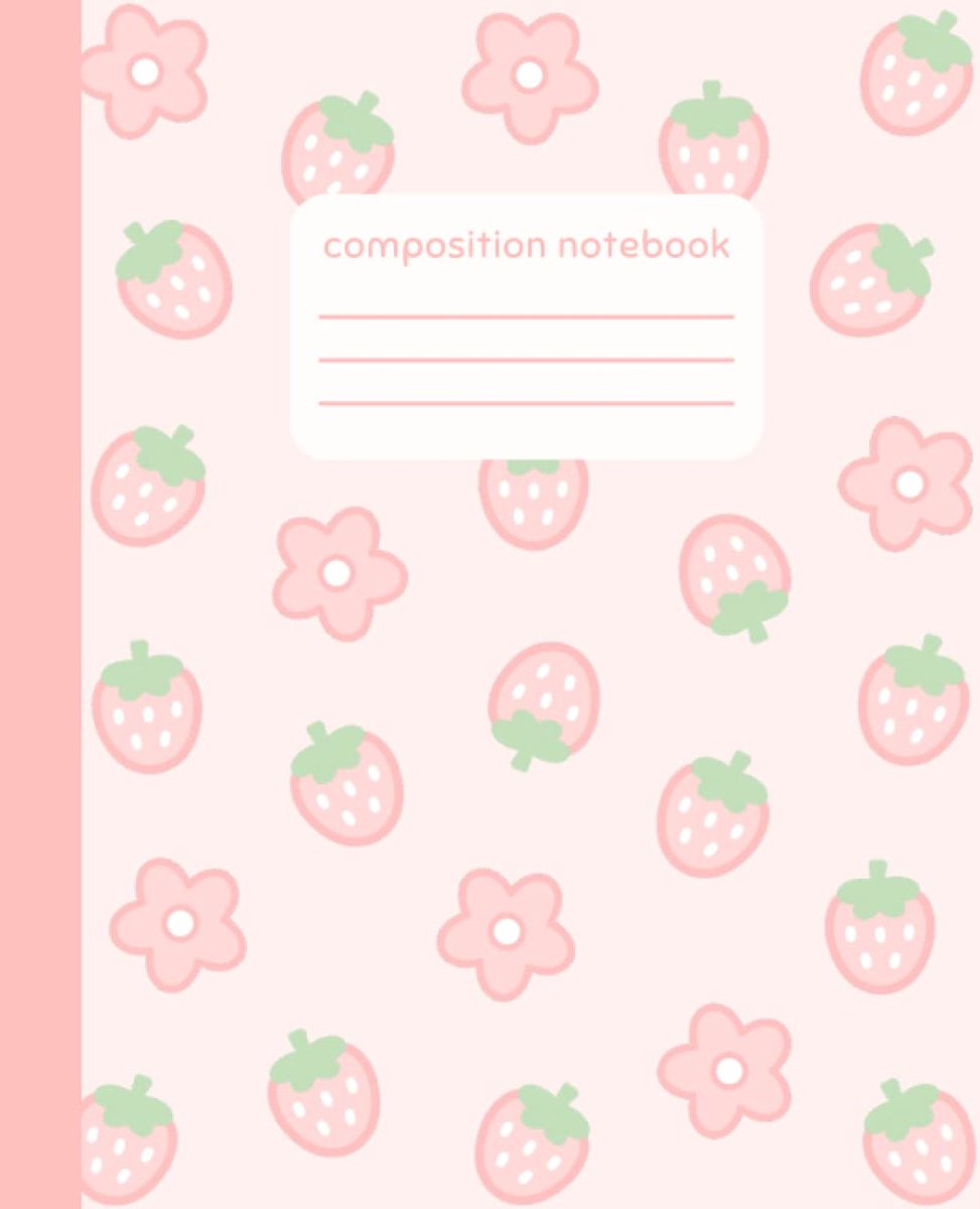 Composition Notebook: College Ruled Cute Strawberry and Kawaii Flower Pattern Pink Composition Book - ShopVlot