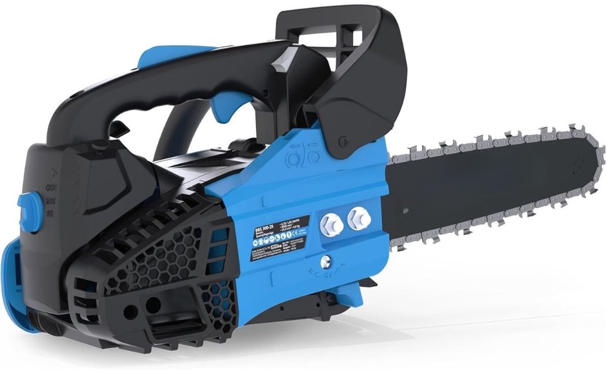 KIRA® Kettingzaag Benzine - Kettingzaag op Accu - Handzame Kettingzaag voor Snoeien - Zwart/Blauw - 55cm x 25cm x 23cm