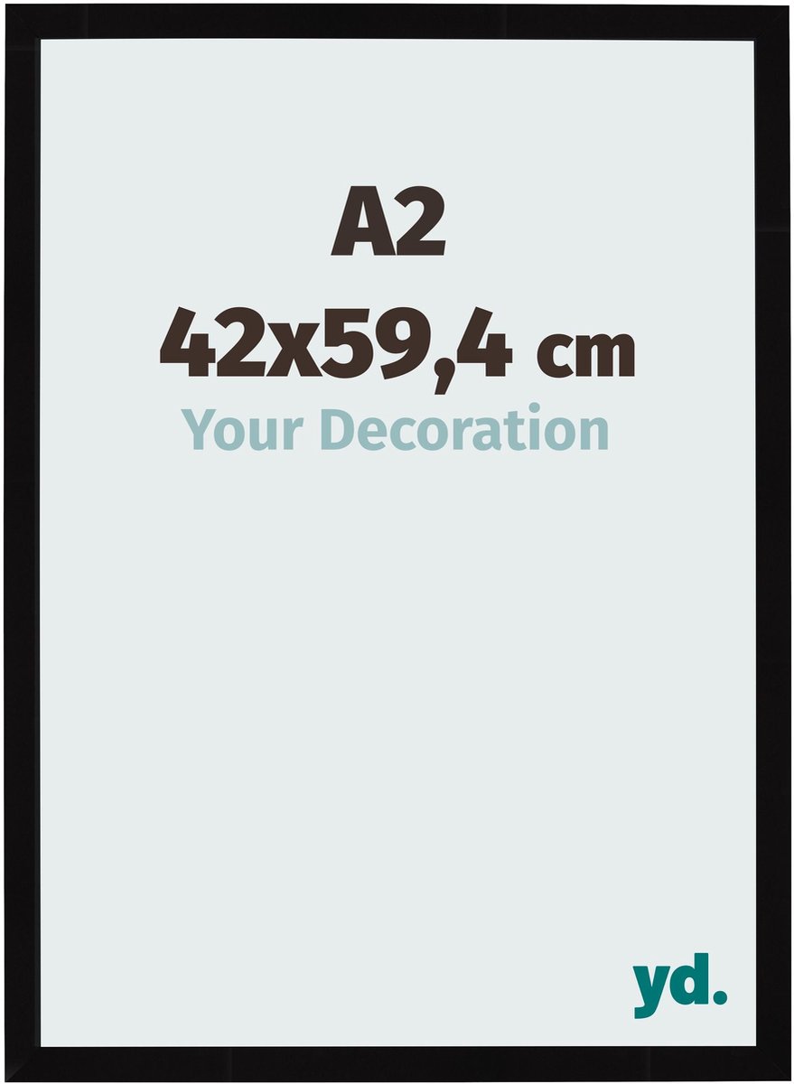 Your Decoration - Fotolijst A2 42x59,4 cm - MDF - Zwart Hoogglans - Bologna