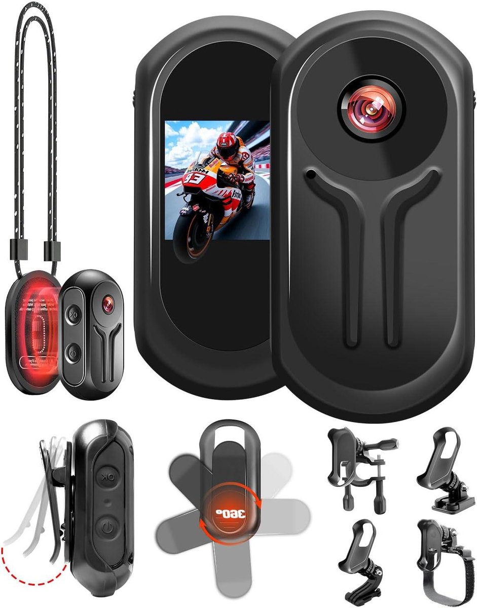 Mini Actiecamera - Bodycam - Sport Opnames - Magnetische Bevestiging - 1080p Resolutie - Zwart