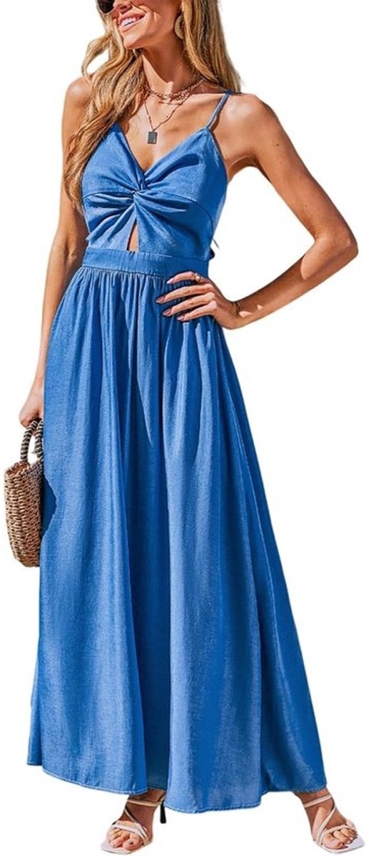 Zomerjurk Dames - V-hals Jurk - Vrijetijdsjurk - Twist Front Design - Boho Stijl