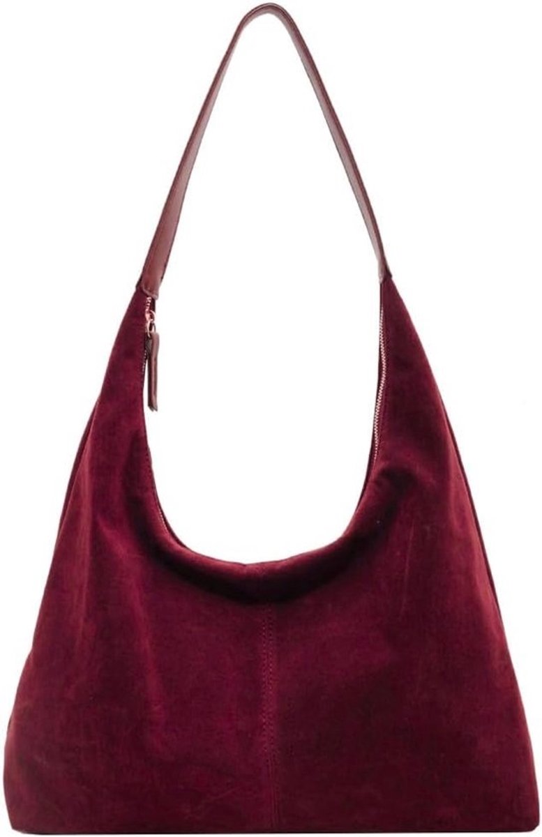 Grote Dames Schoudertas Suède Look - Hobo Bag Halve Maan & Draagtas voor Werk en Dagelijks Gebruik