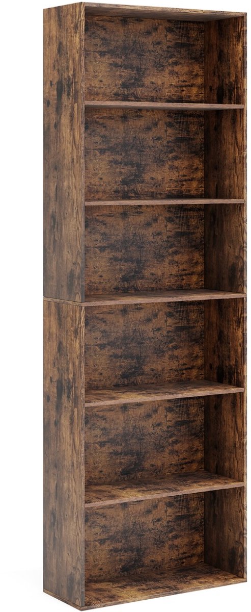 SureDeal® - Boekenkast - 6-laags Open Rek - 60x23,5x178 cm - Koffiebruin