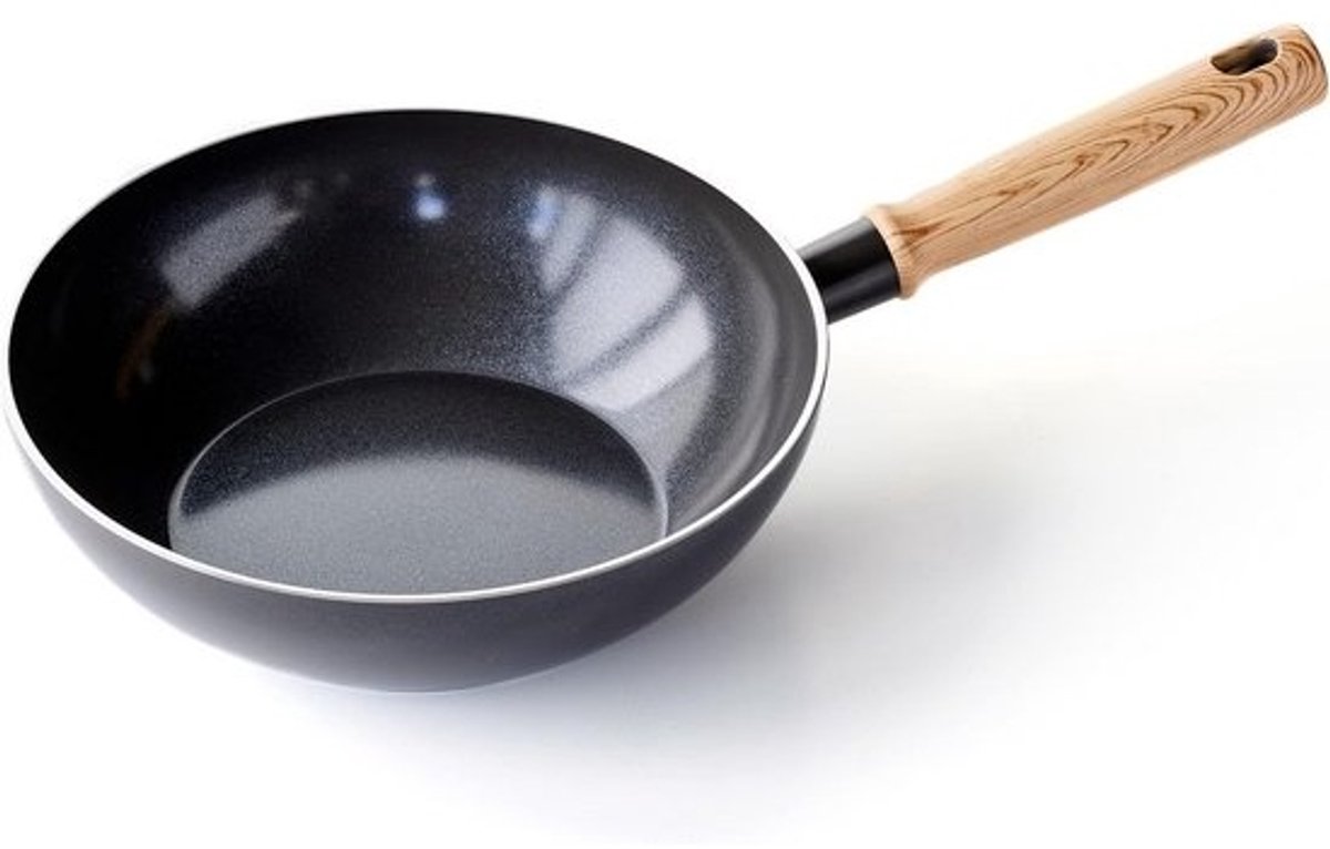Keramische Wokpan - Roerbakpan - Gezond Koken - PFAS-vrije Antiaanbaklaag - 24 cm - Grijs