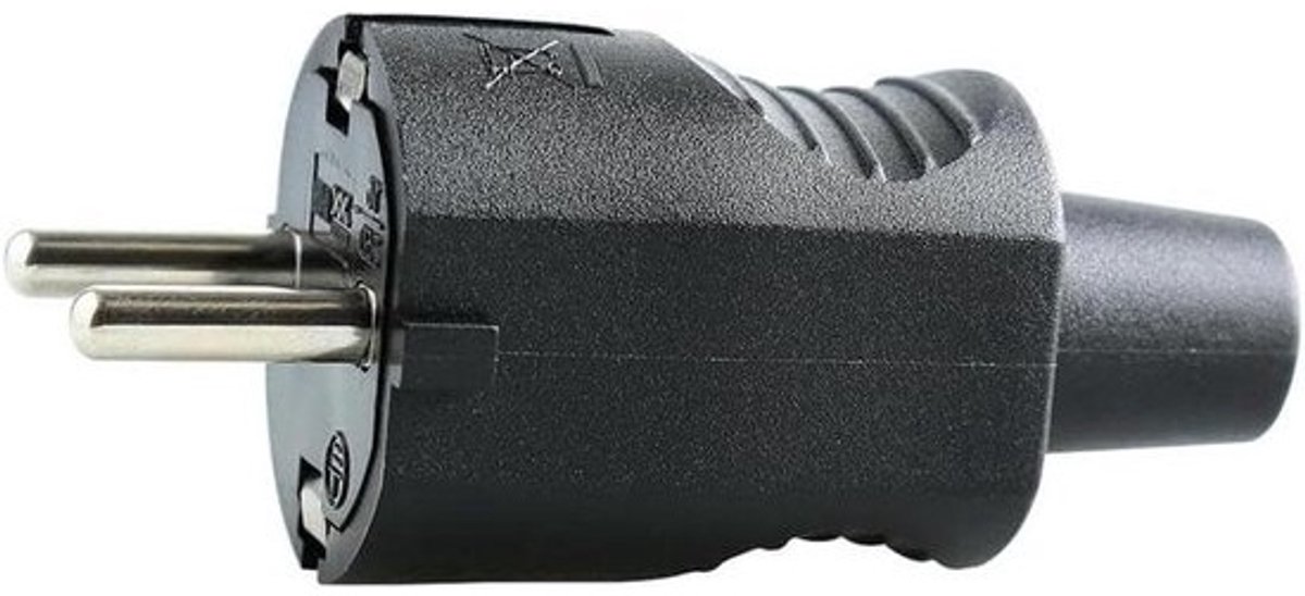Stekker Rubber - Stekker 10/16A Rubber - Veilige Stroomverbinding - Slijtvast en Weerbestendig - 10/16A - Zwart