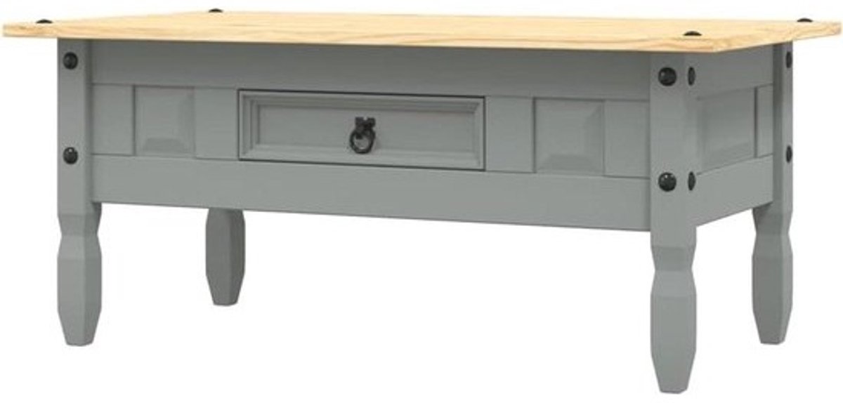 Salontafel Hout - Bijzettafel Landelijk - Woonkamer Inrichten - Rustieke Mexicaanse Stijl - 100 x 55 x 44 cm - Grijs