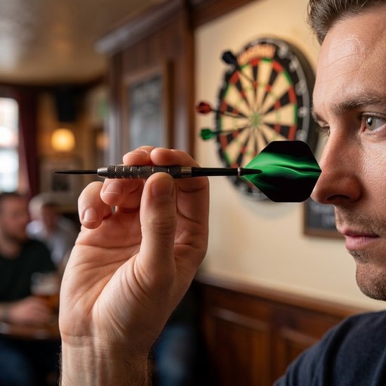 Groen zwart dart flights set unisex met patroon 15 stuks standaard vorm dart flights accessoires voor darts van NUVEX — afbeelding 2